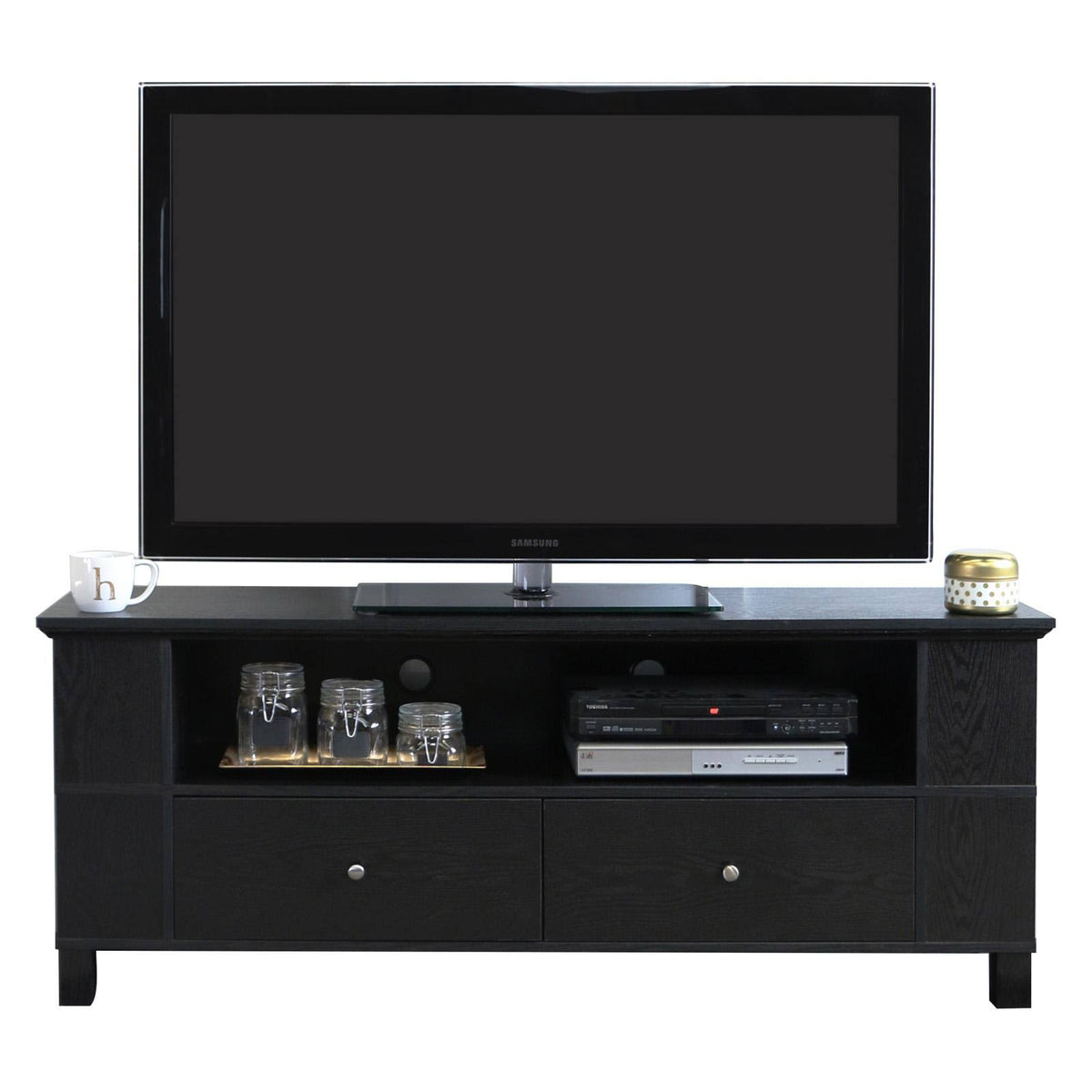 Black Wood TV Console with Storage N885195