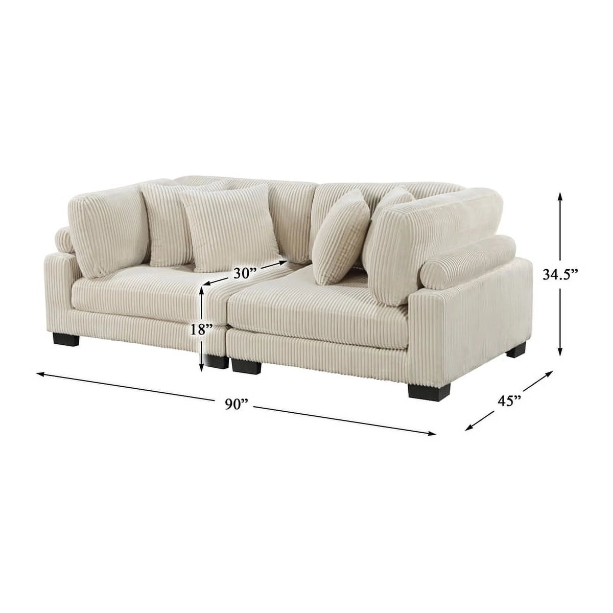 Beige Corduroy Loveseat R461