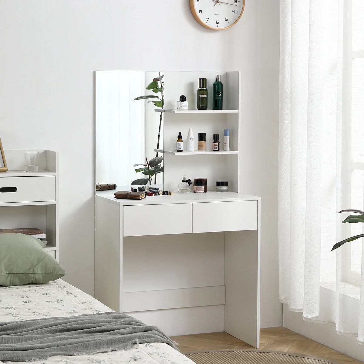White Vanity Desk with Adjustable Lighting B71448
