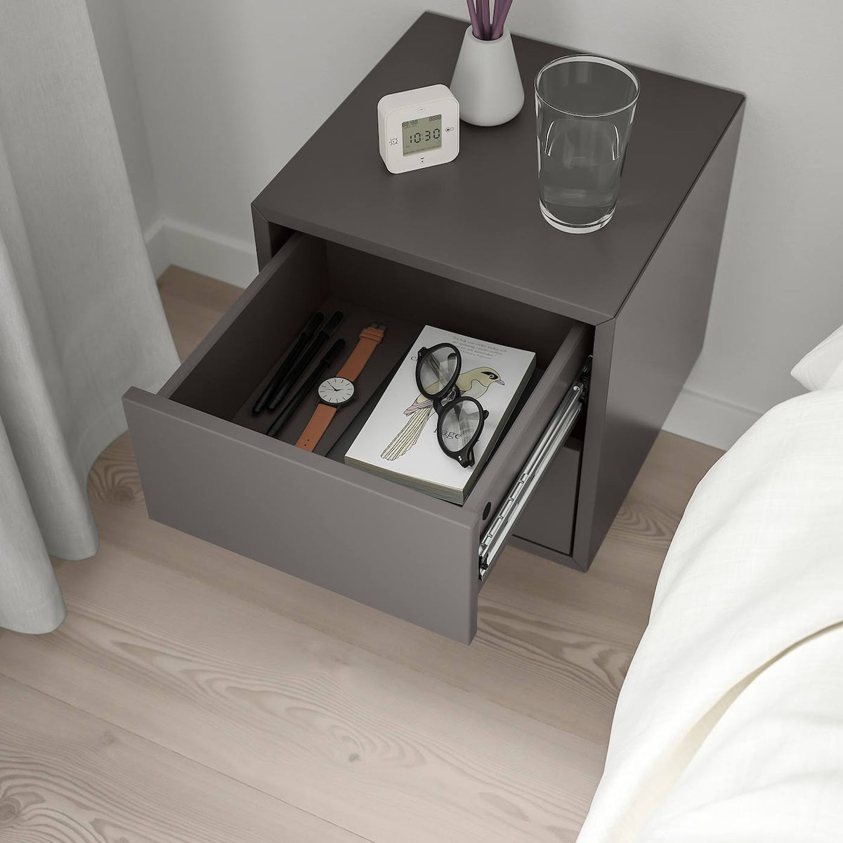 Dark Gray Wall Cabinet with 2 Drawers O629498