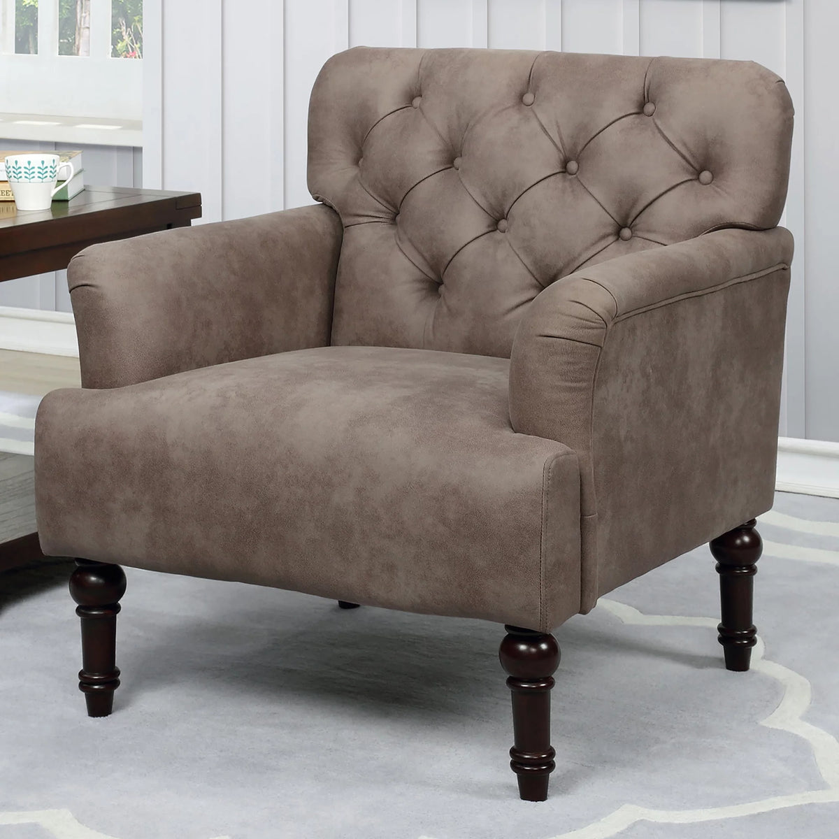 Brown Faux Leather Tufted Accent Chair G5920