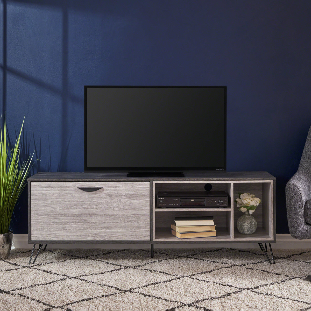 65" Two Toned Faux Wood TV Stand O3486