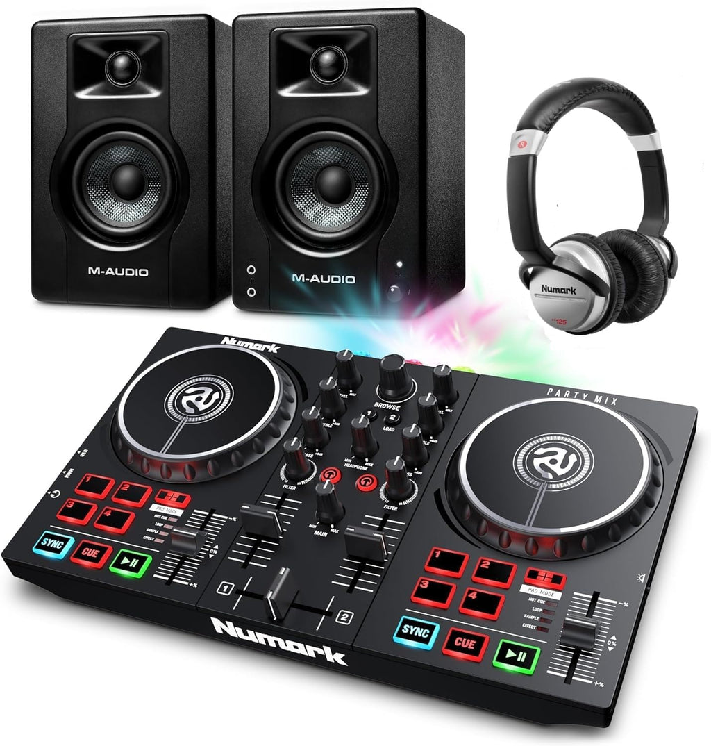 DJ Controller, DJ Headphones, DJ Monitor Speakers with Party Lights M213