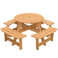 Wooden Round Picnic Table with Bench Z617309