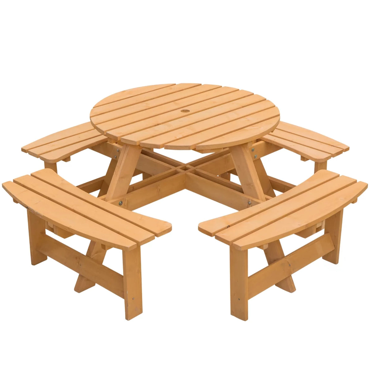 Wooden Round Picnic Table with Bench Z617309