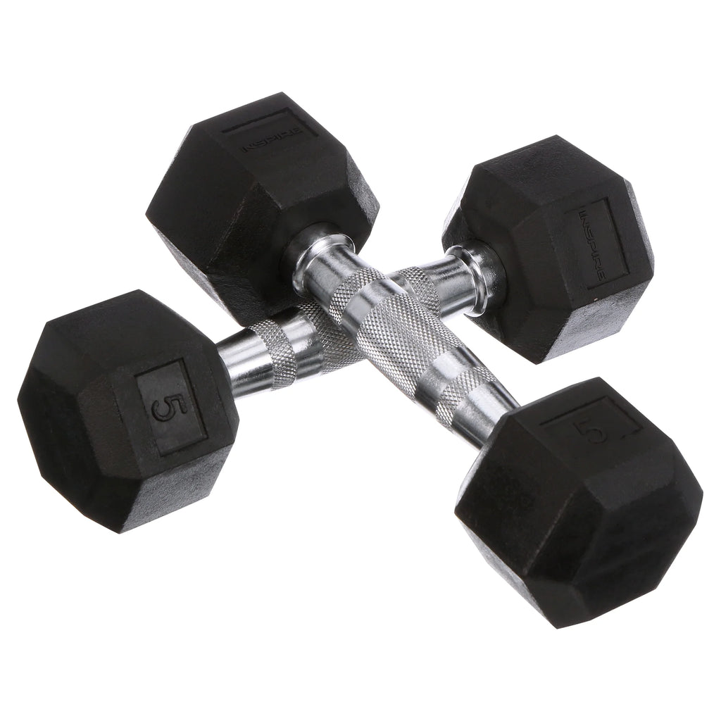 5 lb Rubber Hex Dumbbells (Pairs) I7558
