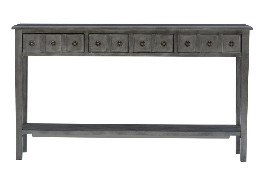 Gray 4-Drawer Console Table with Shelf I47165