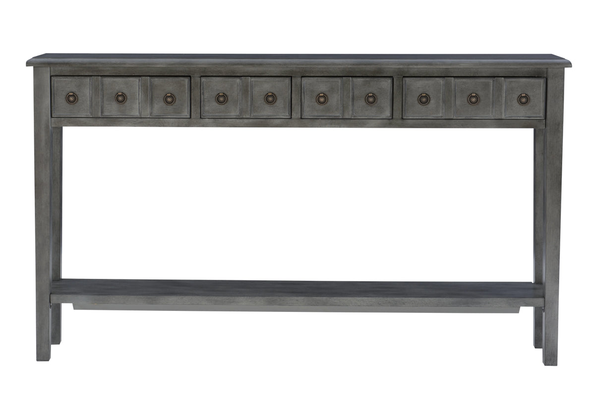 Gray 4-Drawer Console Table with Shelf I47165