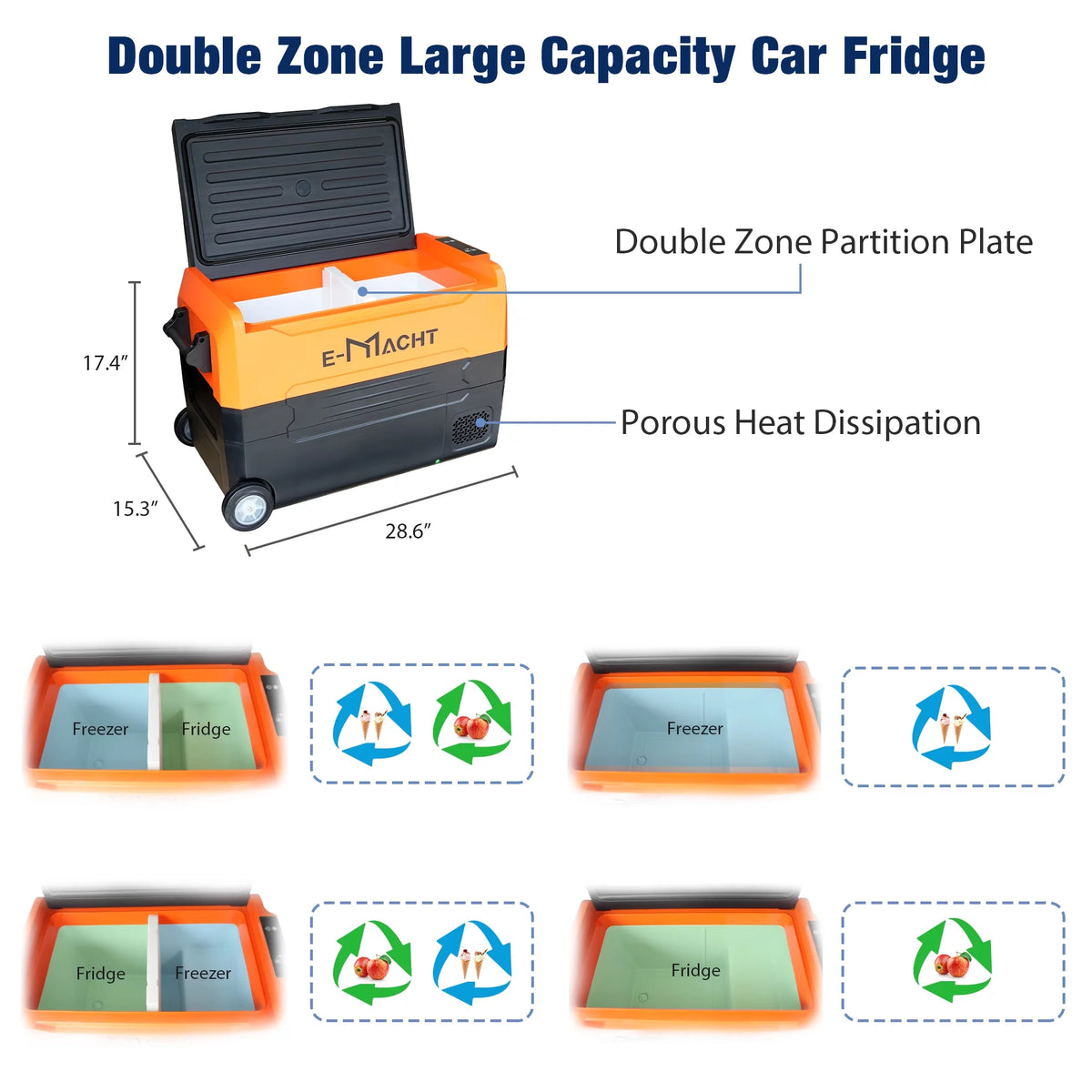 12V Portable Dual Zone Car Refrigerator 31.7 Quart H729