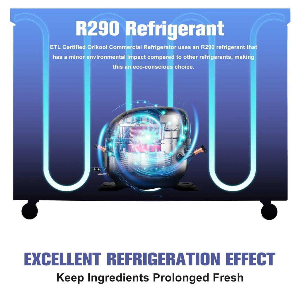 60" Stainless Steel Undercounter Work Top Refrigerator 18Cu.Ft B6071