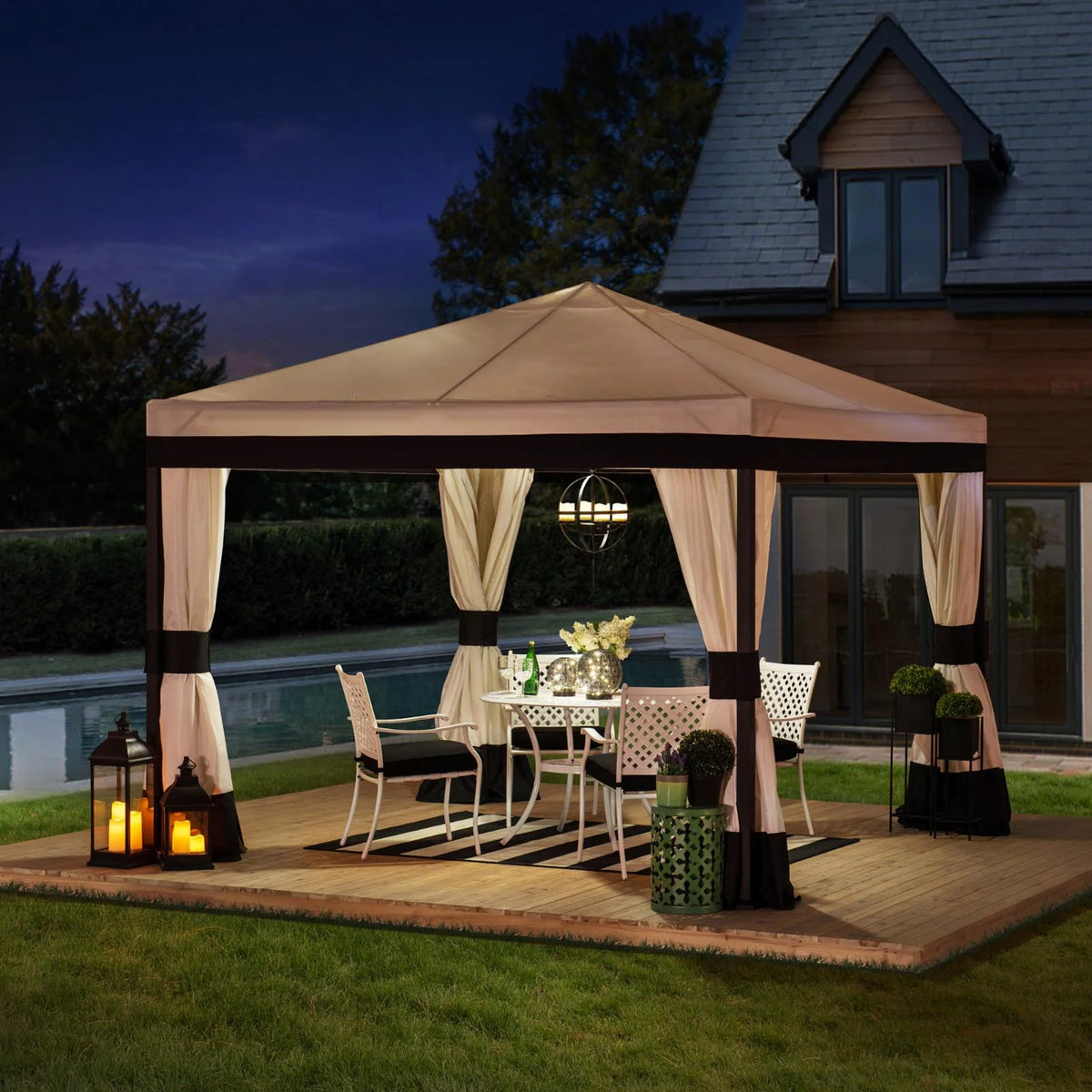 Black and White Steel Gazebo Q10835