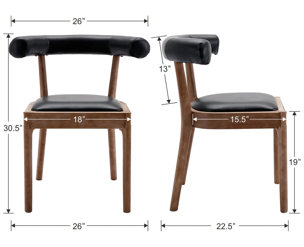 Black PU Upholstered Wooden Dining Chairs Set of 2 B9078