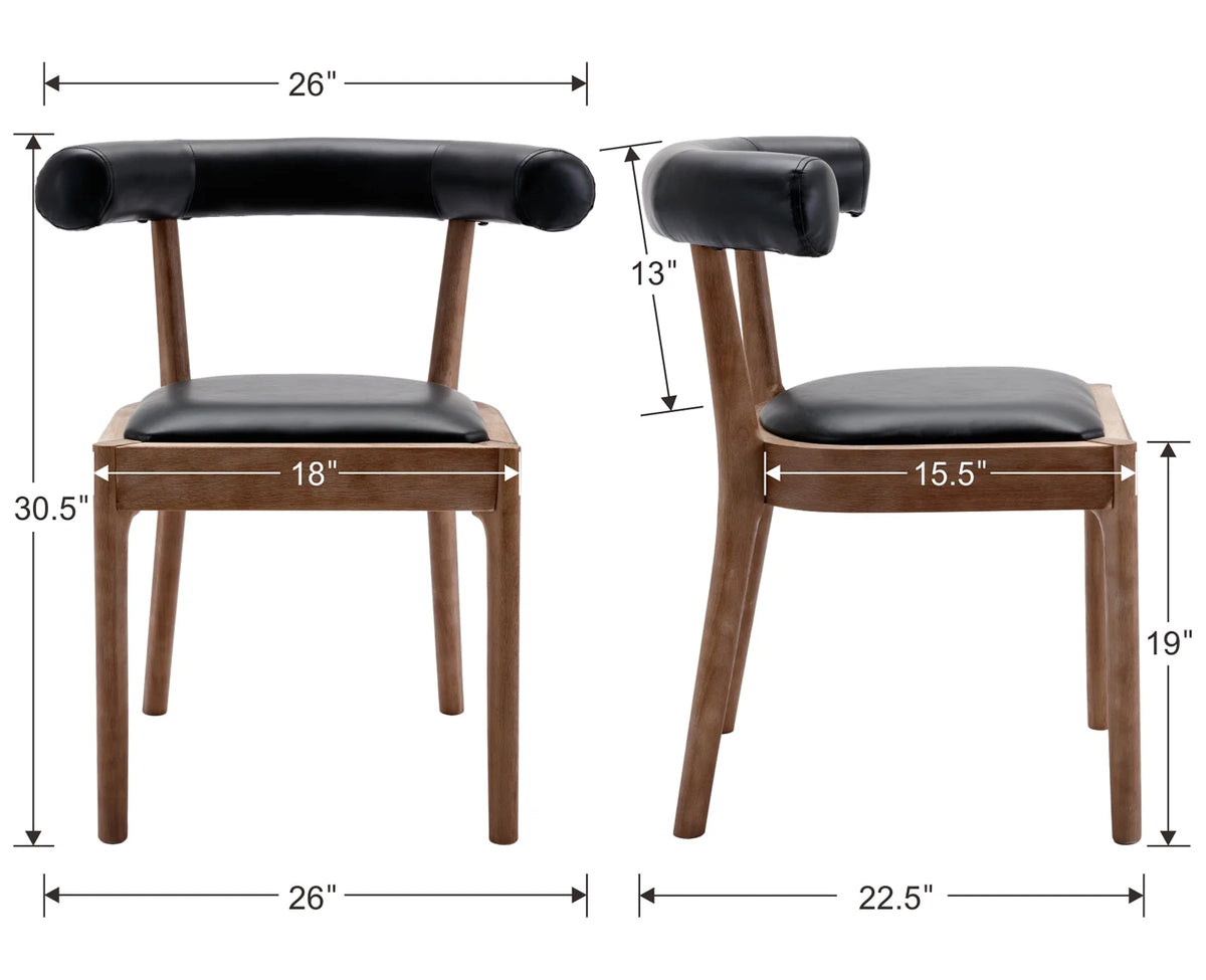 Black PU Upholstered Wooden Dining Chairs Set of 2 B9078