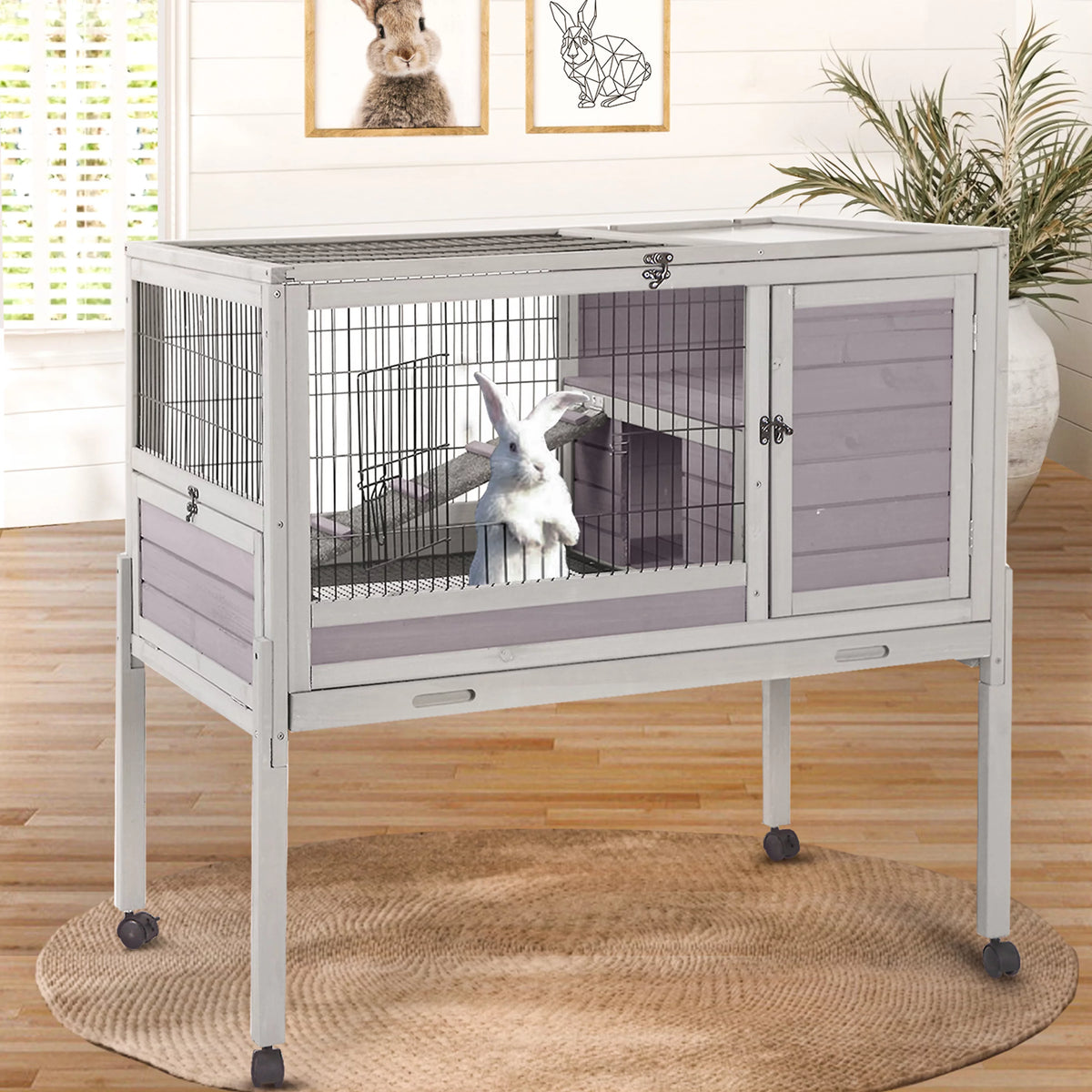 Rabbit Hutch Guinea Pig Cage with Tray U4500