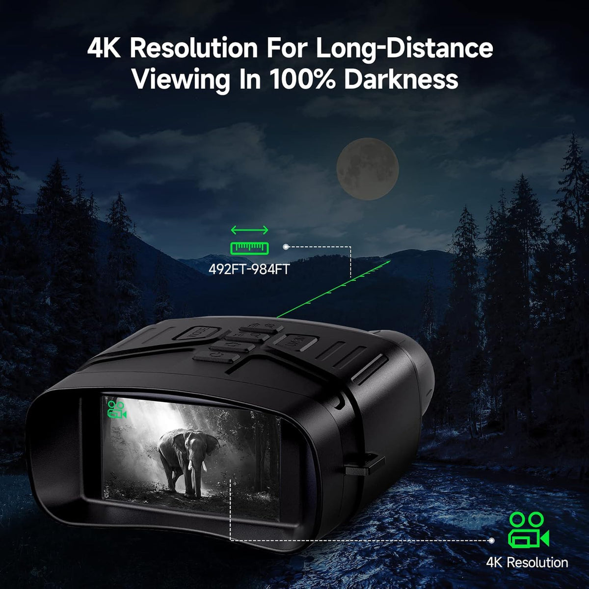 Night Vision Binoculars Goggles with 3'' Screen Rechargeable Lithium Battery F831
