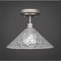 Vintage 12 inch One Light Semi-Flush Mount Aged Silver Finish with Italian Bubble Glass D386