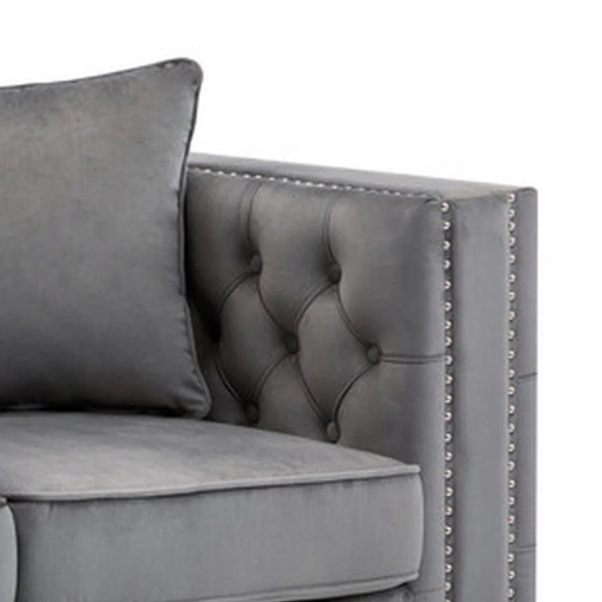Gray Velvet Chesterfield Loveseat L9770