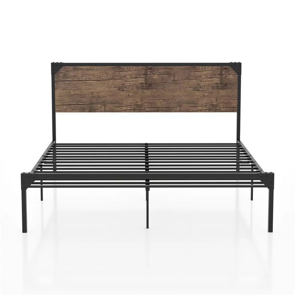 Queen Metal Platform Bed in Brown Q85499