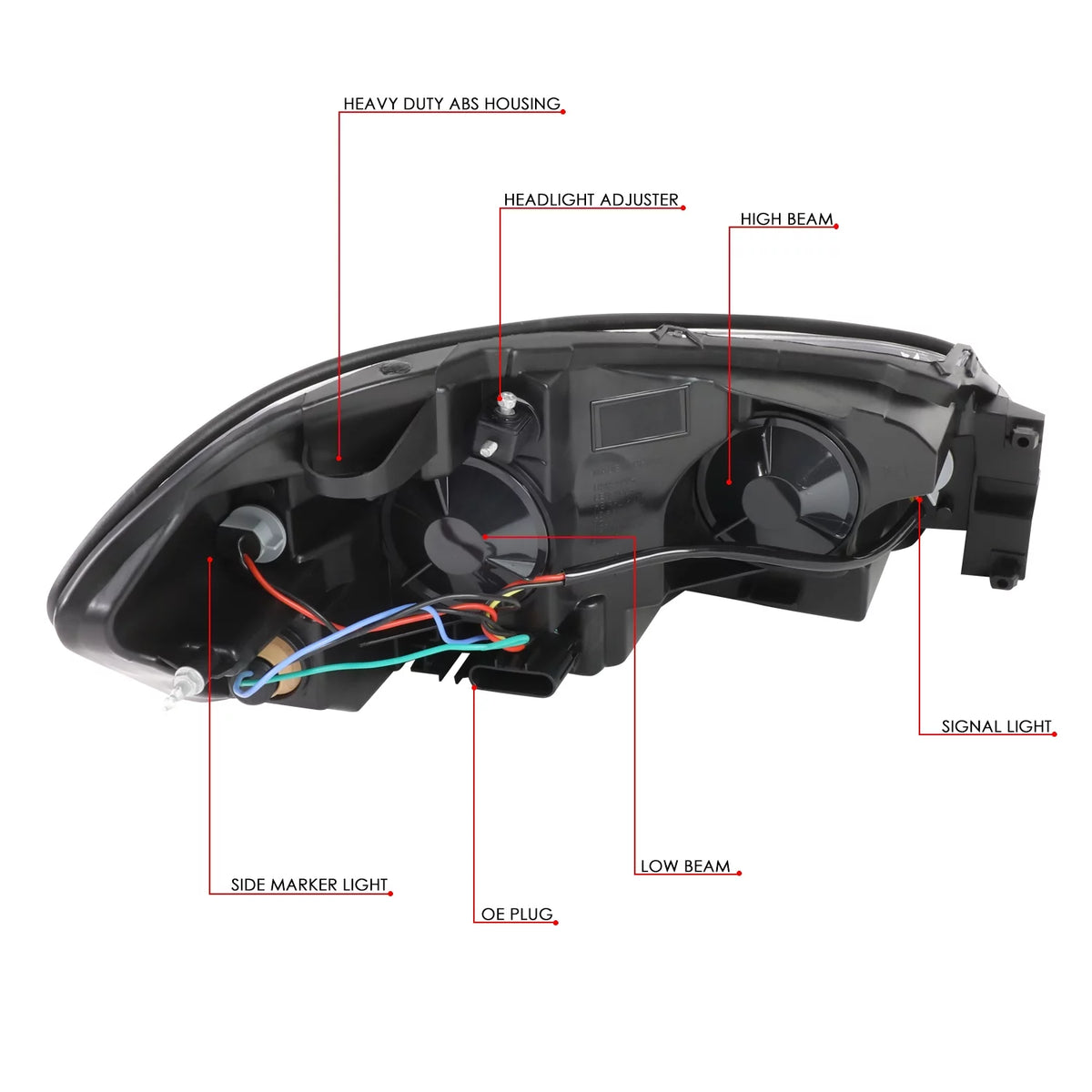 Black Housing Clear Corner Headlight Assembly Q7717
