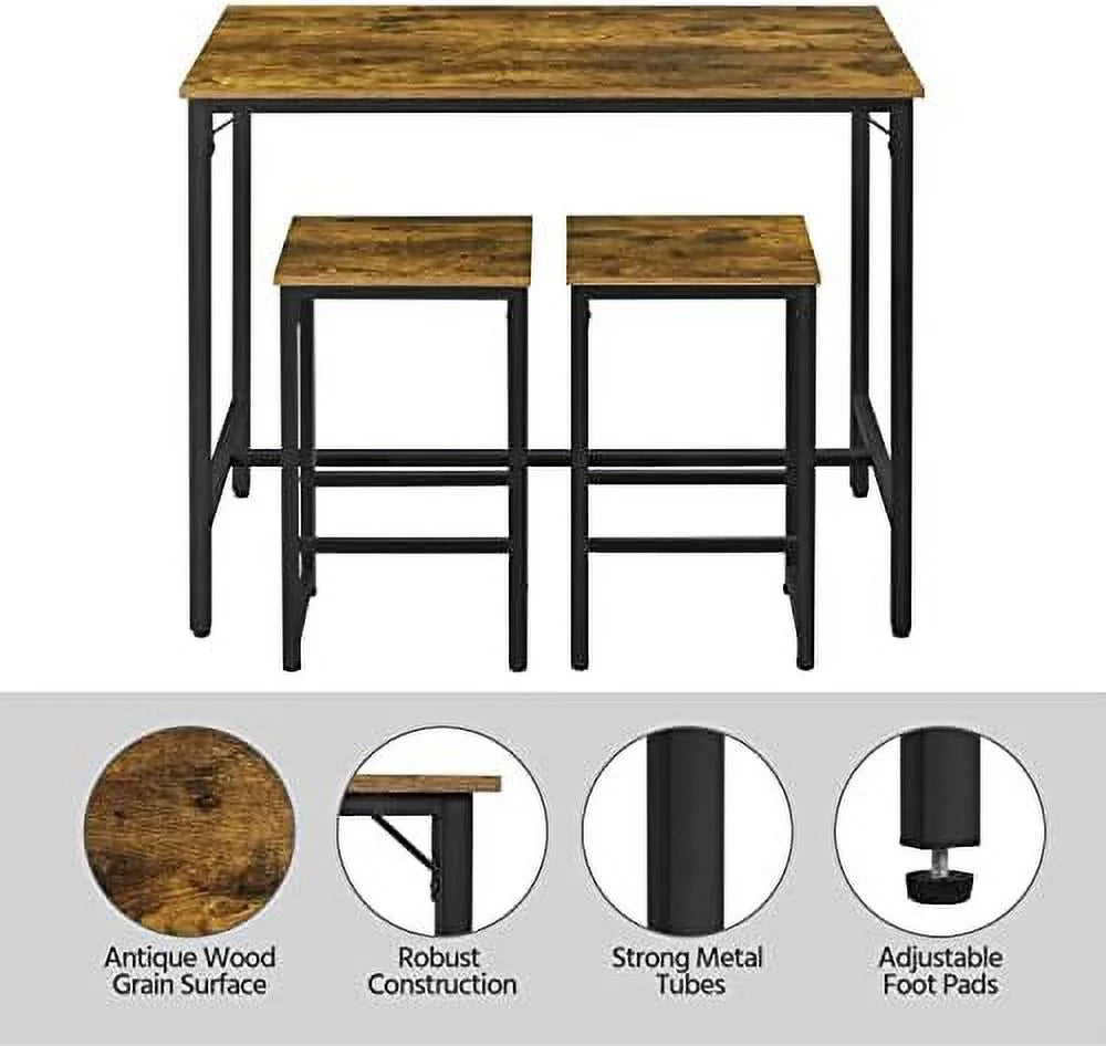 3 Piece Counter Height Dining Table with Stools Set of 2 R8864