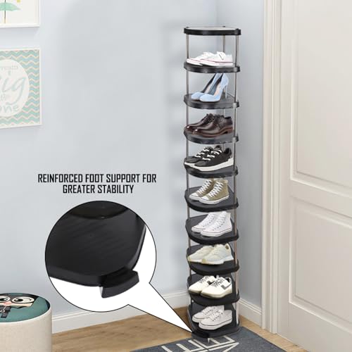 10 Tier Black Tall Narrow Shoe Rack Cabinet U70702