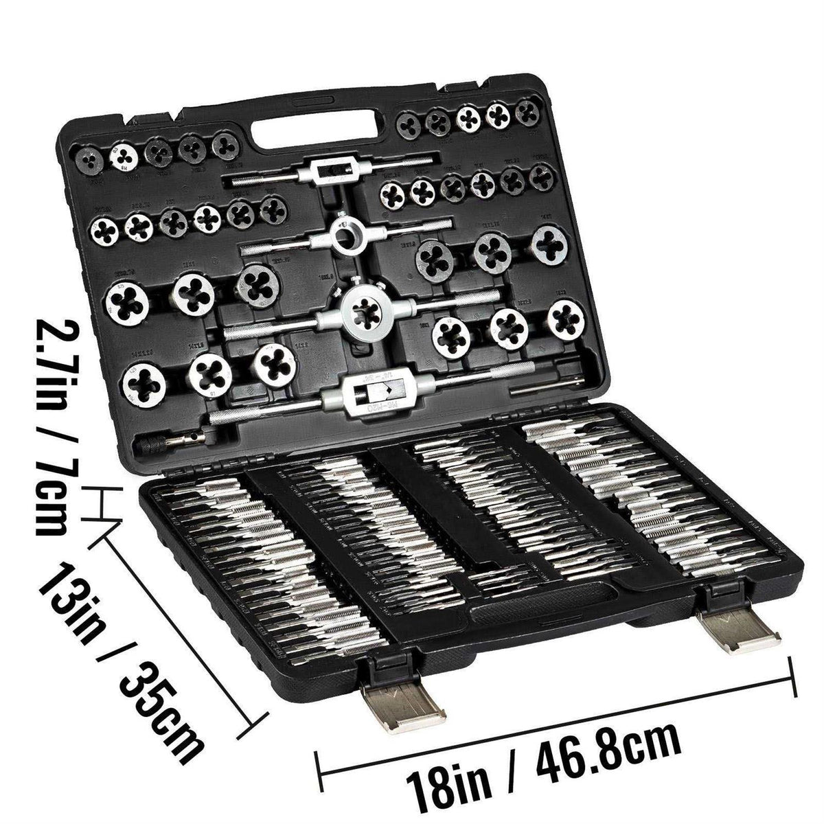 110 Pcs Metric Tap and Die Set M2-M18 Tungsten Steel Titanium with Storage Case M117