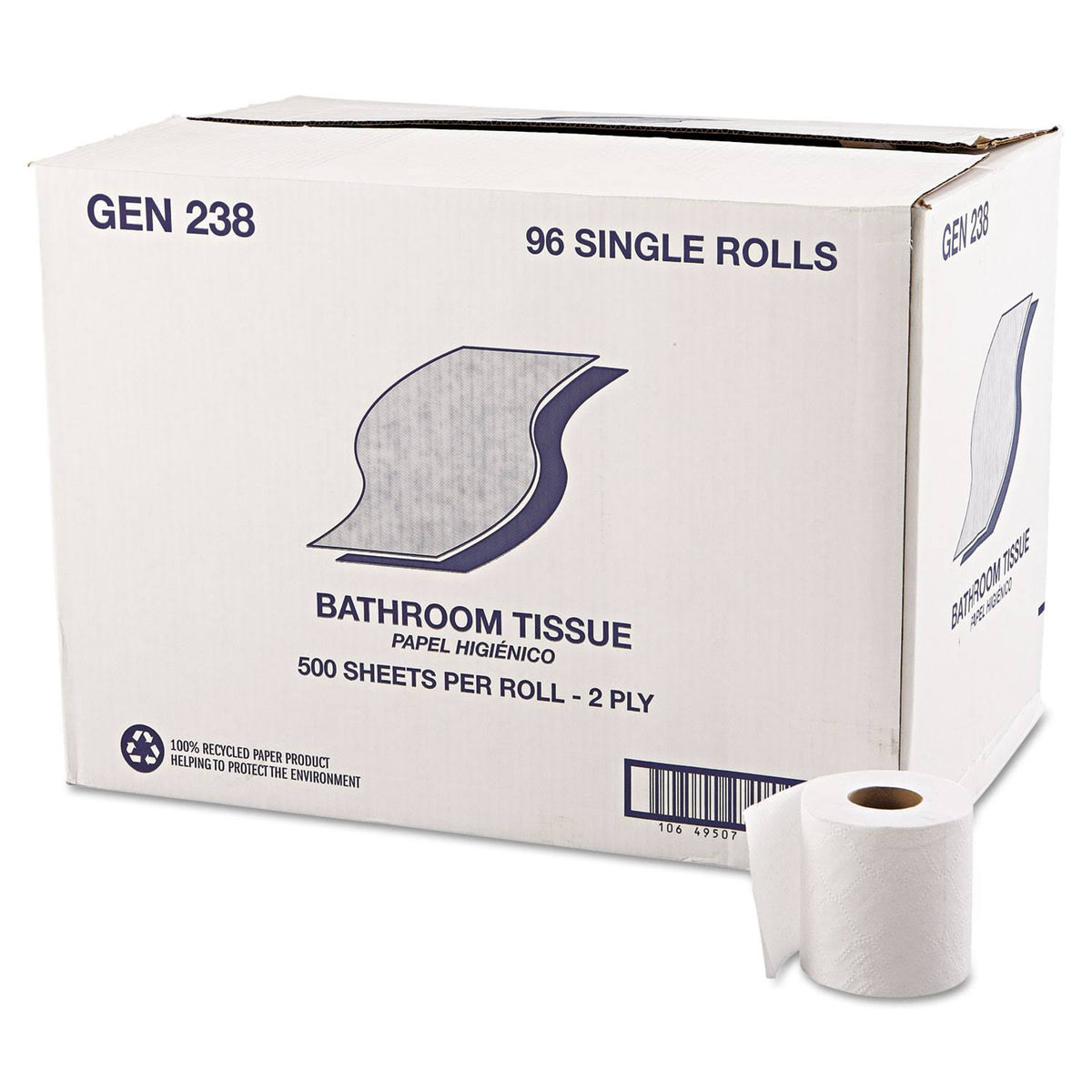 Bath Tissue 2-Ply White 500 Sheets/Roll 96 Rolls/Carton T97452