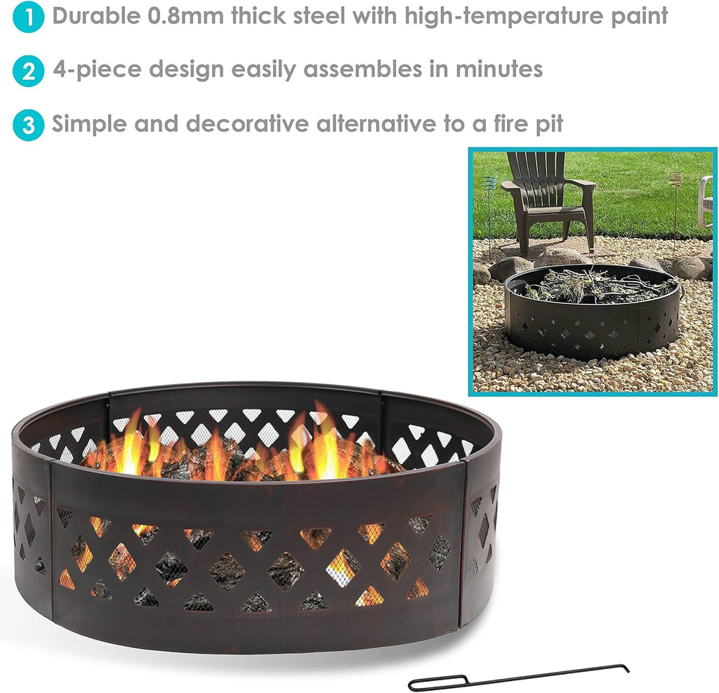 36 Inch Heavy Duty Metal Wood Burning Fire Pit C783866