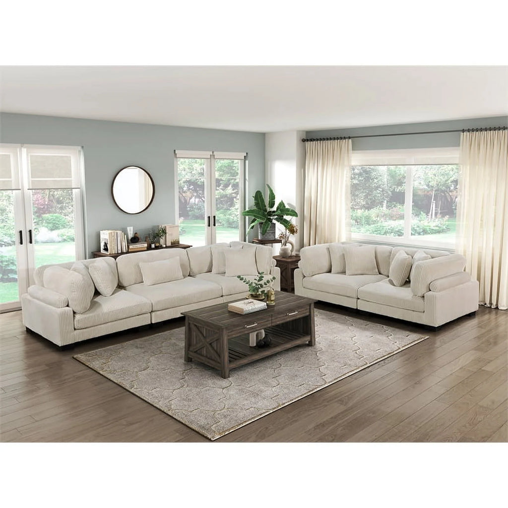 Beige Corduroy Loveseat R461