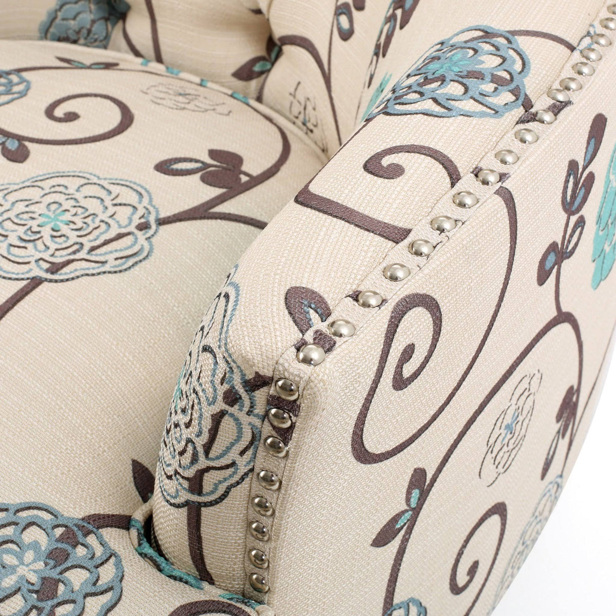 Grey Tufted Fabric Club Chair J581445