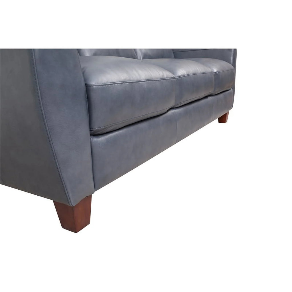 Blue Leather & Hardwood Sofa V911248