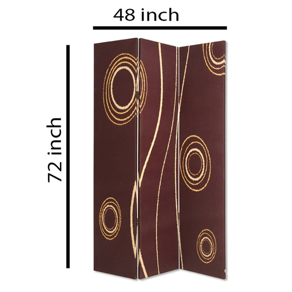 3 Panel Foldable Canvas Room Divider Brown and Yellow J6075