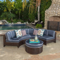 5 Piece Outdoor Wicker Seating Set with Ottoman and Cushions N8203