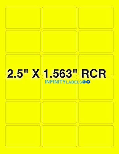 Fluorescent Yellow Paper 300 Sheets 2.5 x 1.563 Laser Sheets K20863