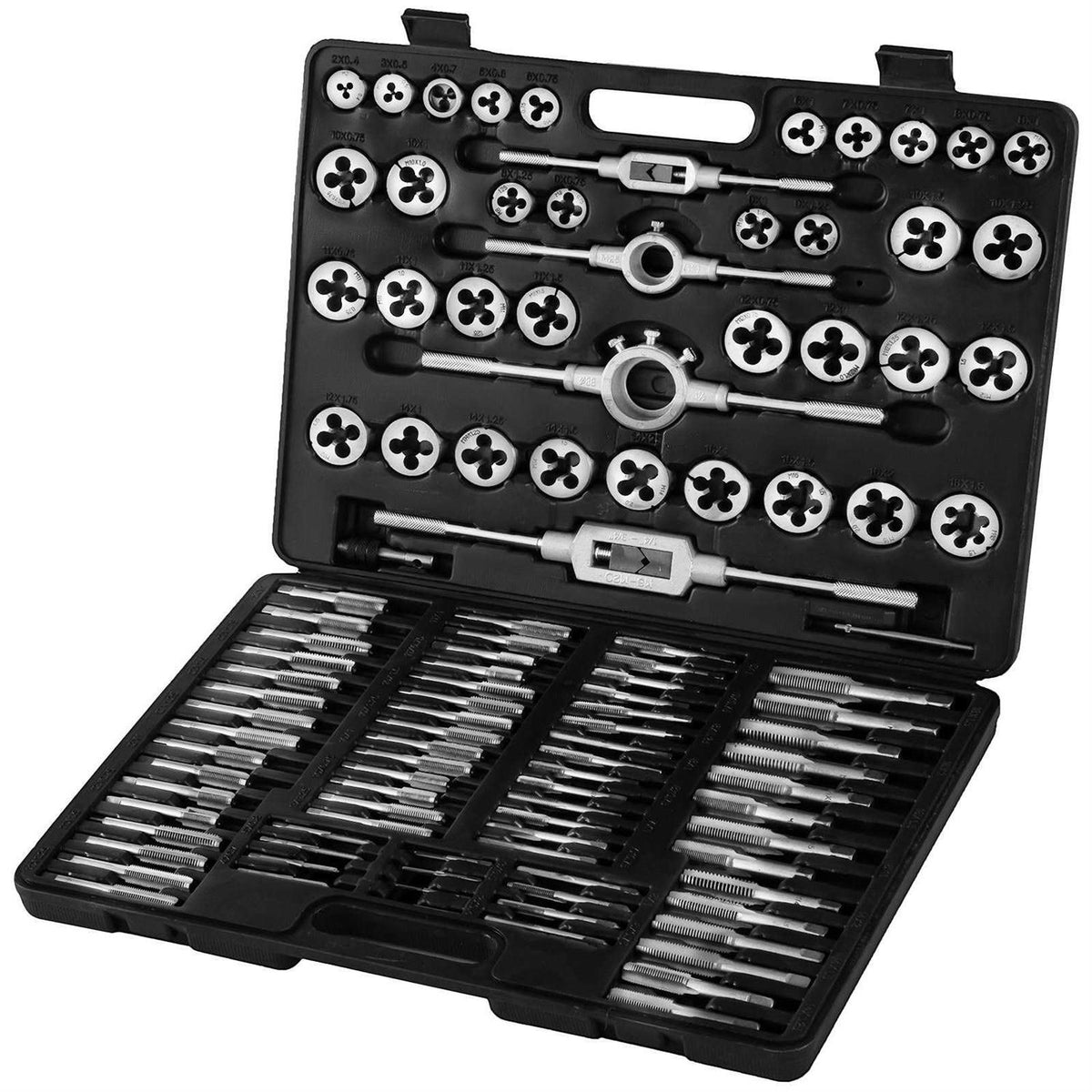 110 Pcs Metric Tap and Die Set M2-M18 Tungsten Steel Titanium with Storage Case M117