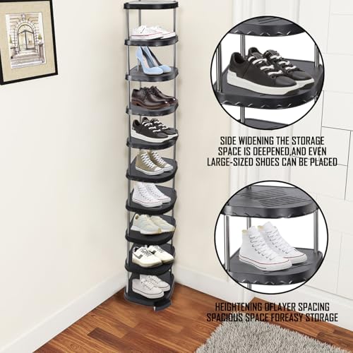 10 Tier Black Tall Narrow Shoe Rack Cabinet U70702