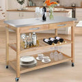 Moveable Kitchen Cart with Stainless Steel Top Y63124