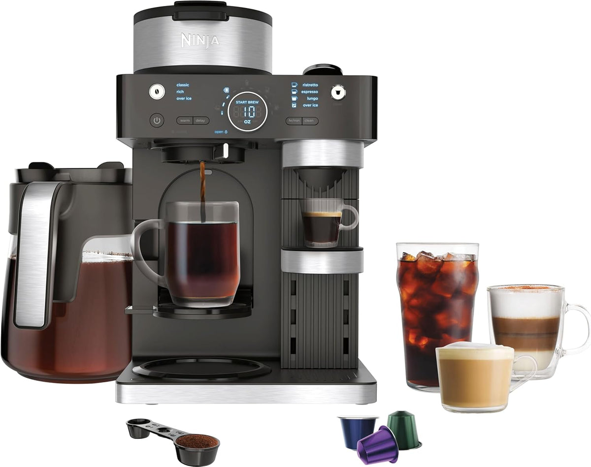 Espresso & Coffee Barista System, Single-Serve Coffee & Nespresso Capsule Compatible, 12-Cup Carafe, Built-in Frother H5677