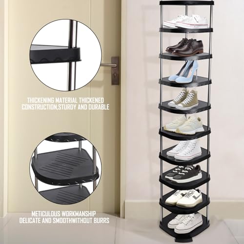 10 Tier Black Tall Narrow Shoe Rack Cabinet U70702