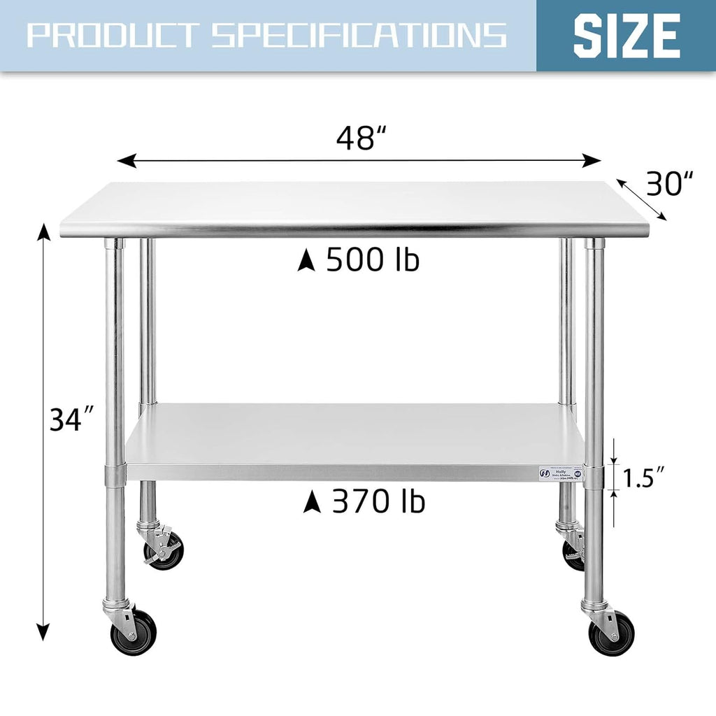 Stainless Steel Table 24 x 30 Inches with Caster Wheels C212496