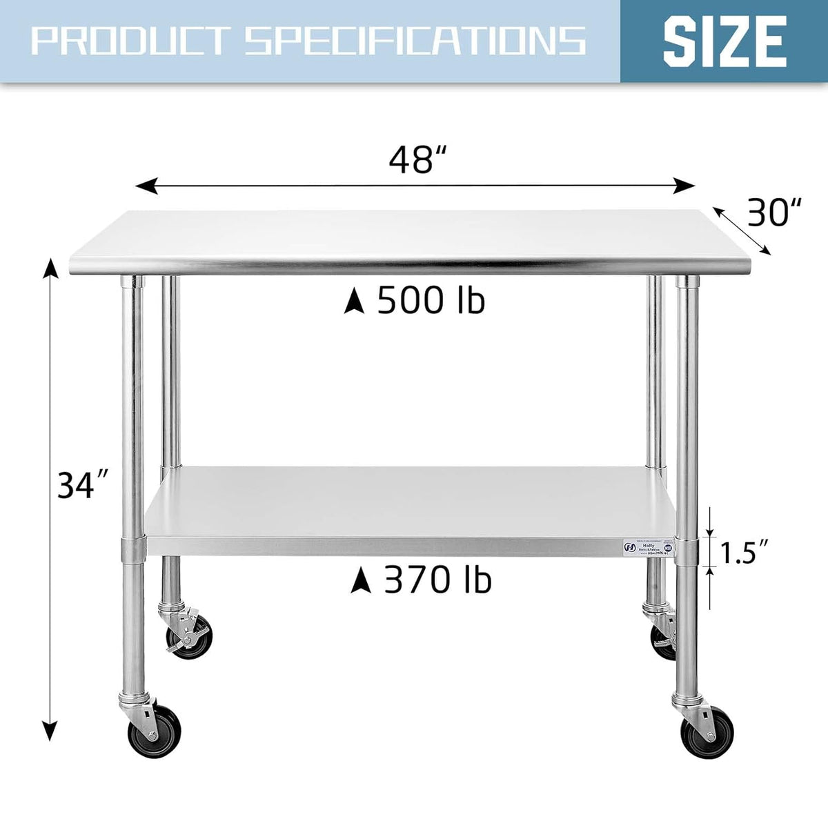 Stainless Steel Table 24 x 30 Inches with Caster Wheels C212496