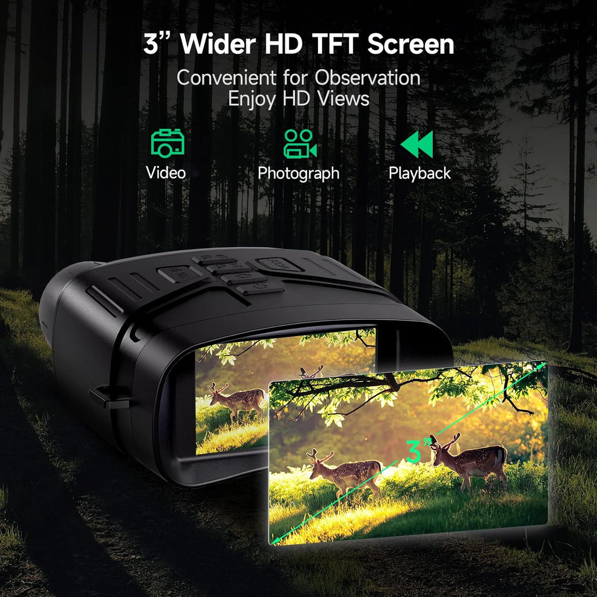 Night Vision Binoculars Goggles with 3'' Screen Rechargeable Lithium Battery F831