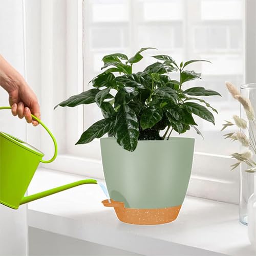 8/7/6.5/6/5.5/5 Inch White Self Watering Plastic Planters X1575