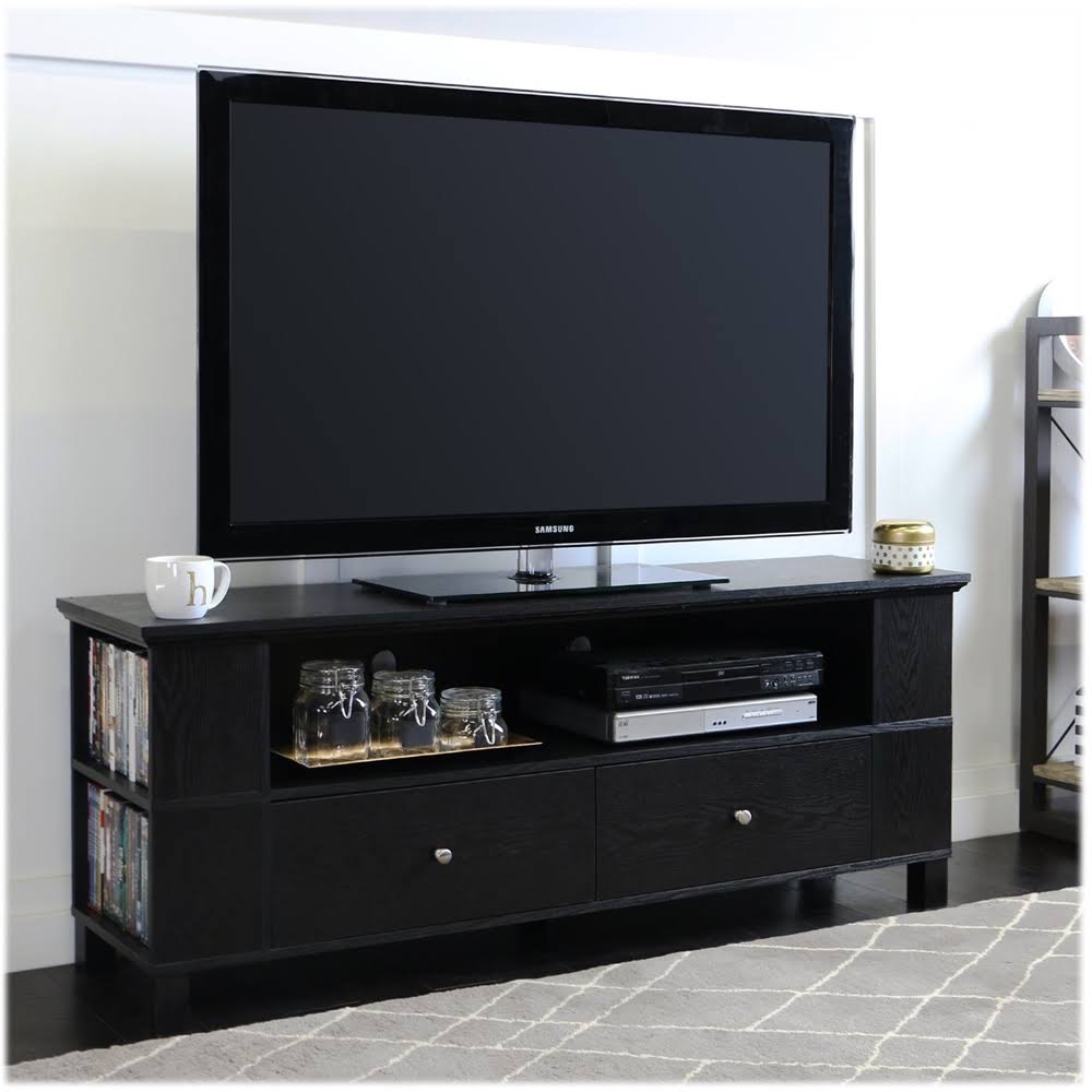 Black Wood TV Console with Storage N885195