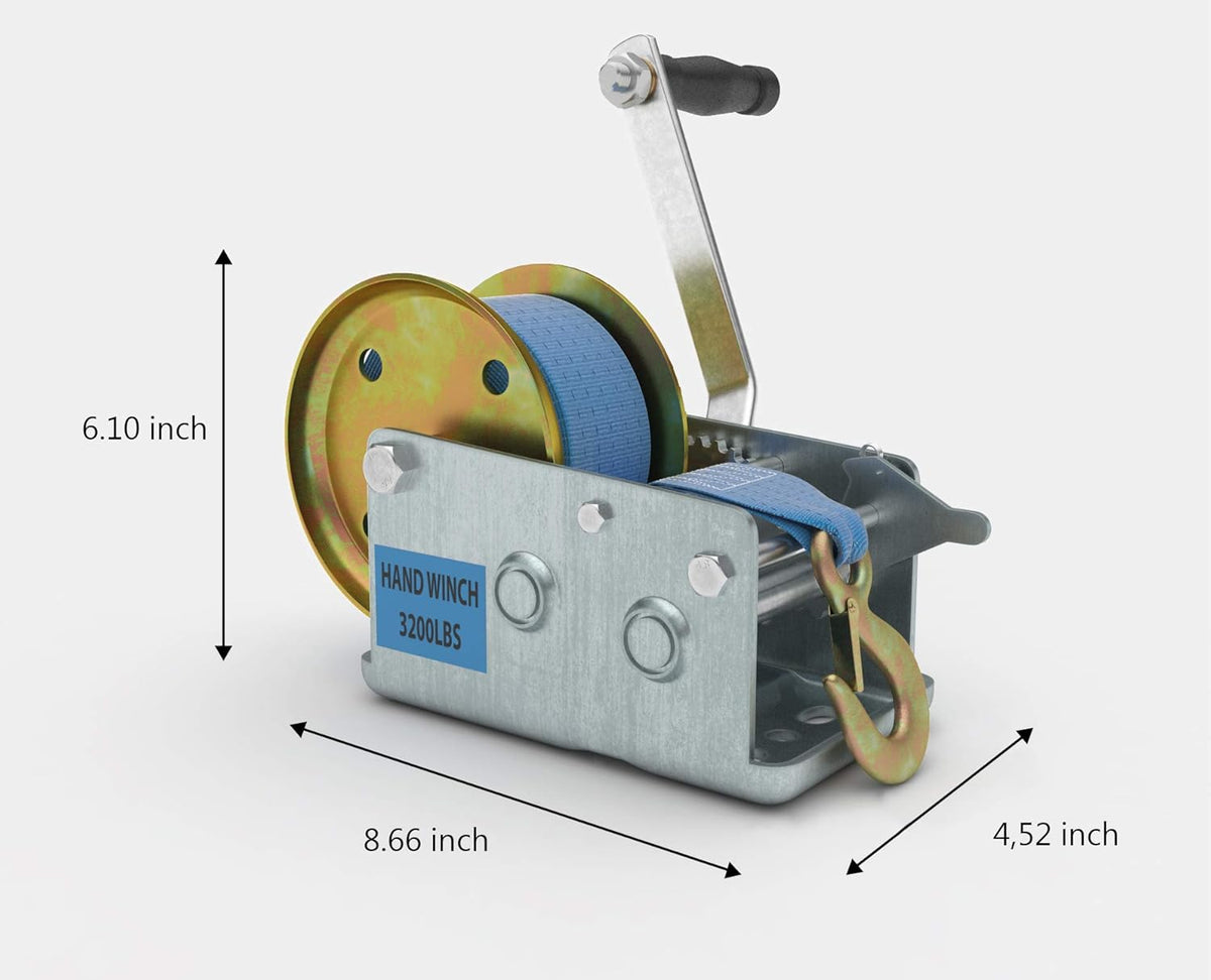 3200lbs Heavy Duty Hand Crank Winch with 32ft Strap, Pack of 2 U26741