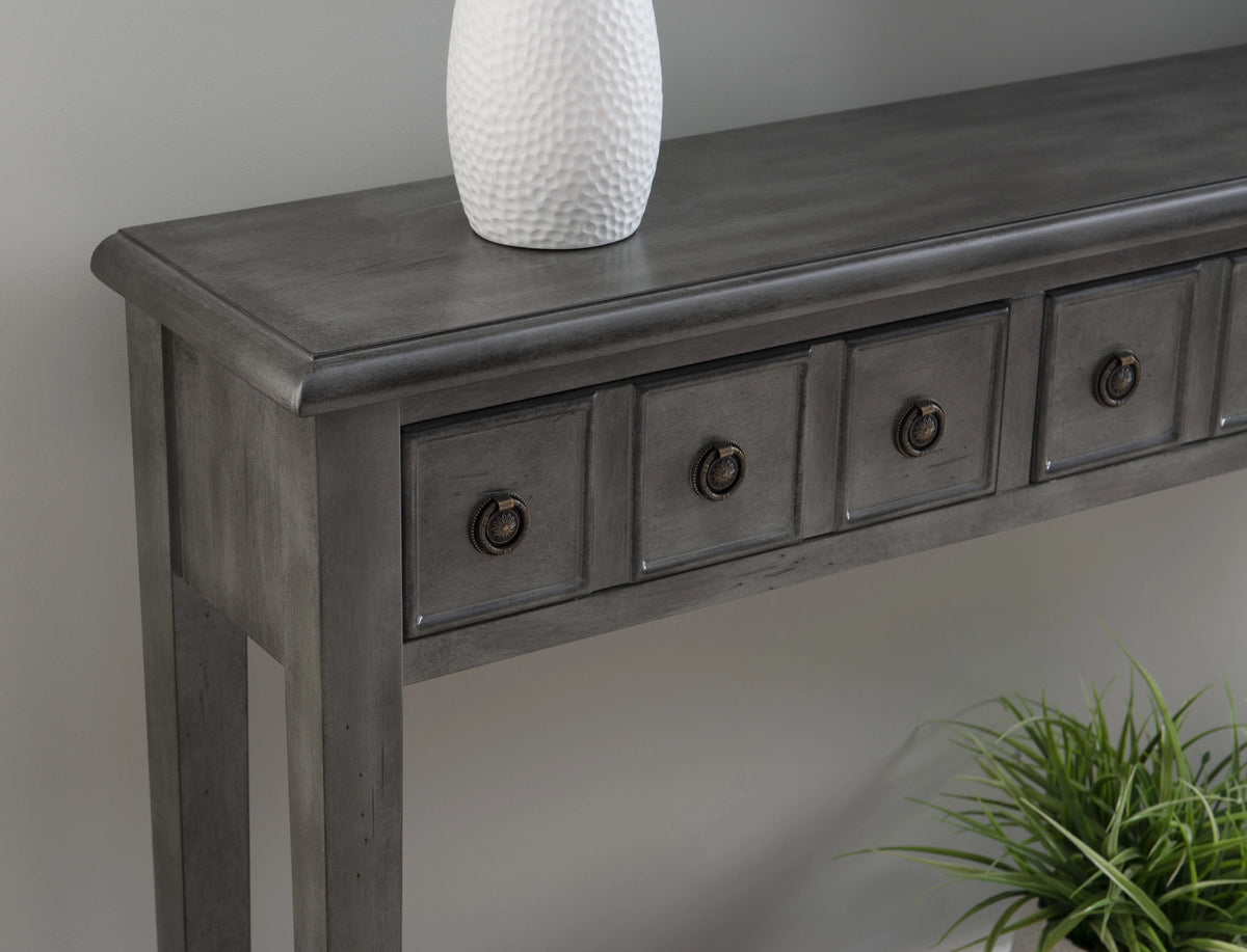 Gray 4-Drawer Console Table with Shelf I47165