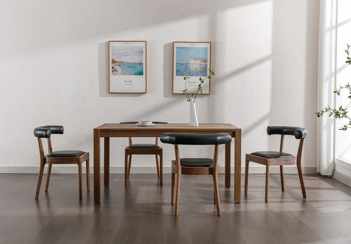 Black PU Upholstered Wooden Dining Chairs Set of 2 B9078