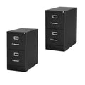 25x22 Deep 2 Drawer Letter File Cabinet in Black, Set of 2 B447