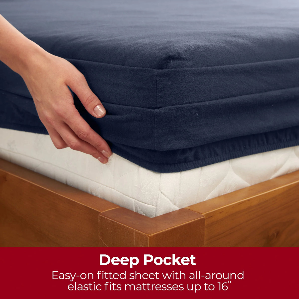4 Piece Cotton Flannel Deep Pocket Queen Bed Sheet Set A436280
