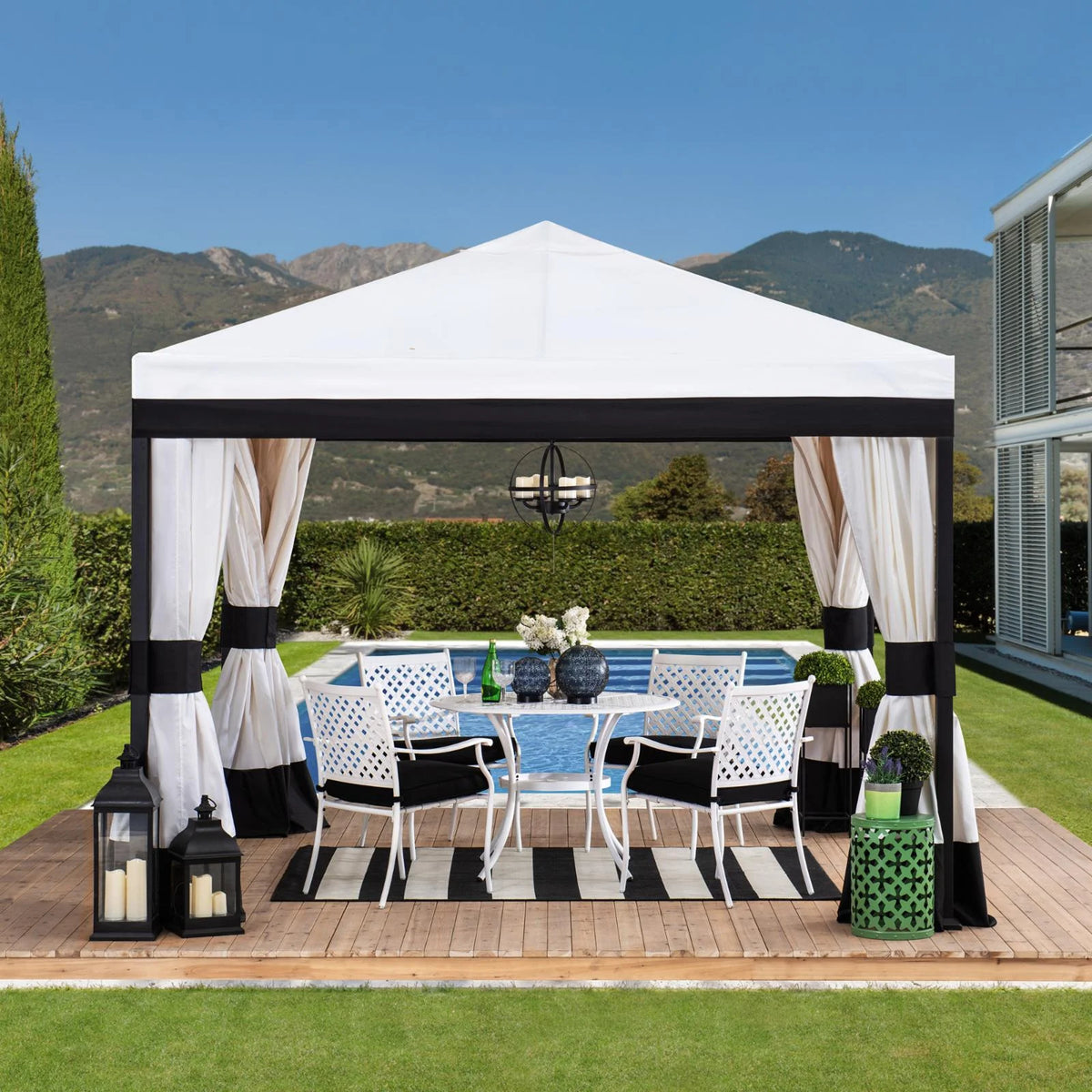 Black and White Steel Gazebo Q10835
